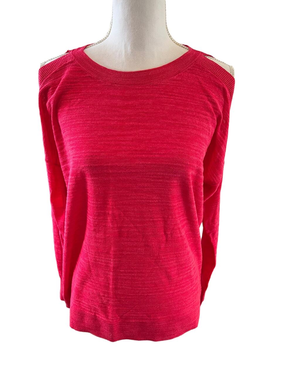 LOFT cold shoulder Detail Lightweight Sweater hot pink S